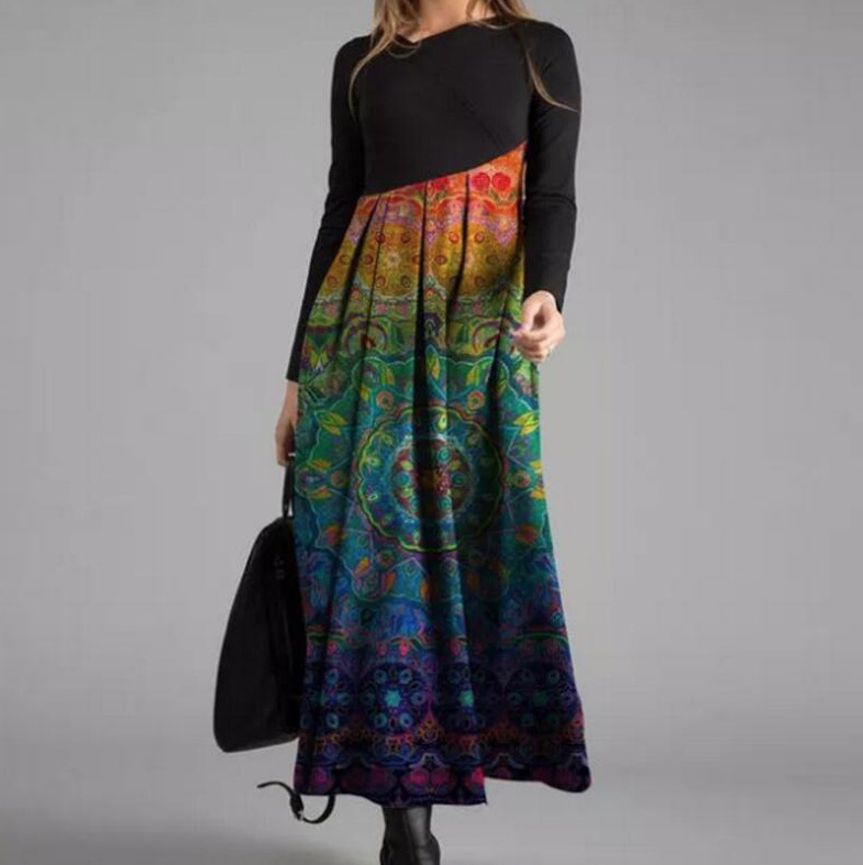  A Linie Langarm Kleid Anika Elegant mit Vintage Muster