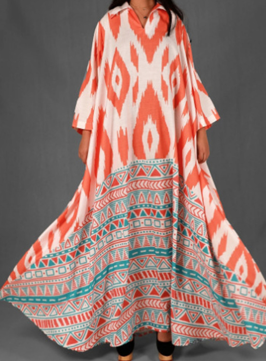 Boho Style Maxi Sommerkleid Bodenlang in Orange