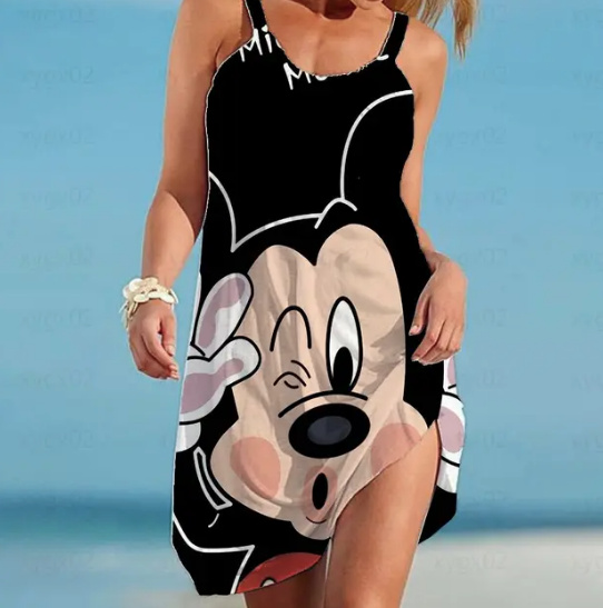 Disney Minnie Mickey Damen Sommerkleid Lucca Ärmellos Kurz