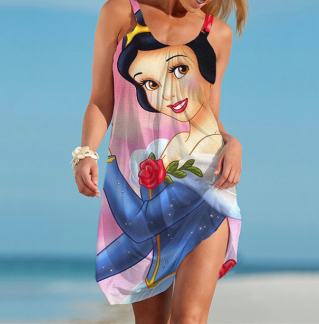 Disney Prinzessin Schneewittchen Sommerkleid Kurz mit Rose