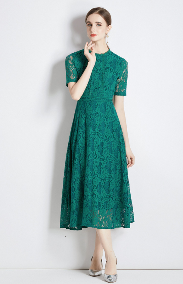 Elegantes A-Linie Kurzam Kleid aus Spitze Grün