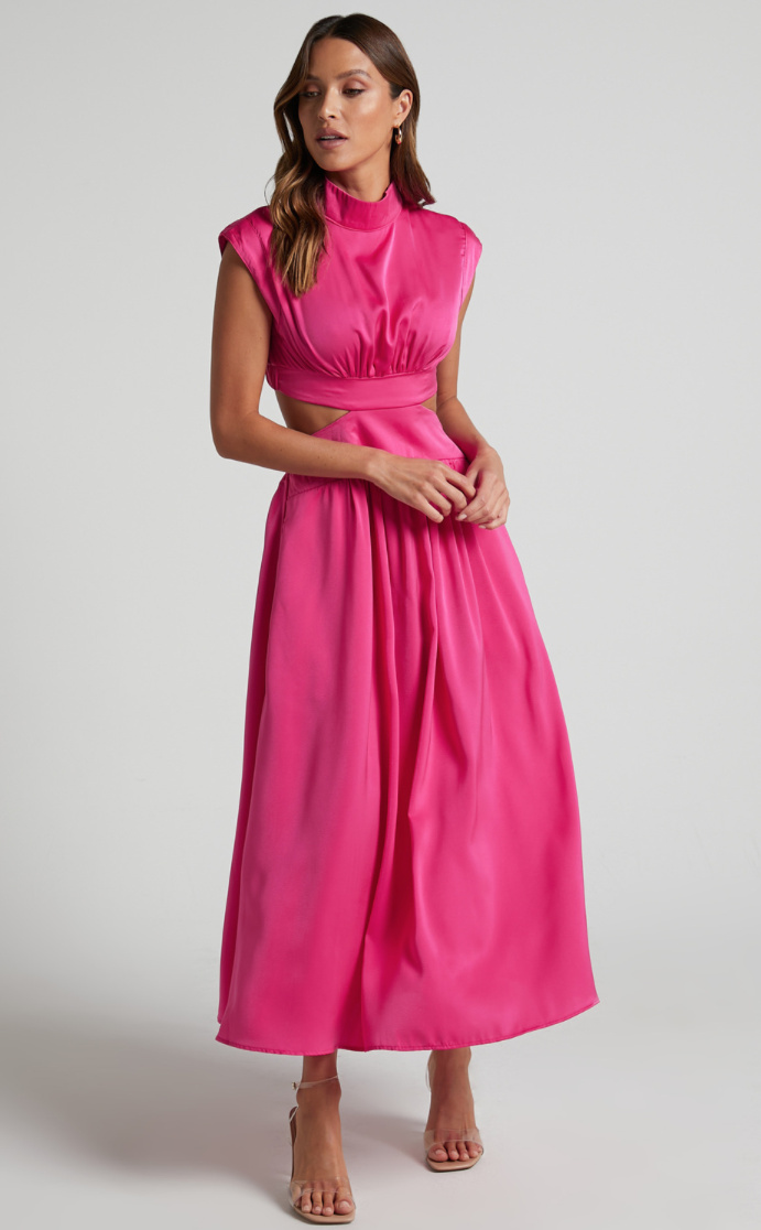 Elegantes Cut Out Sommerkleid Birga Wadenlang in Pink