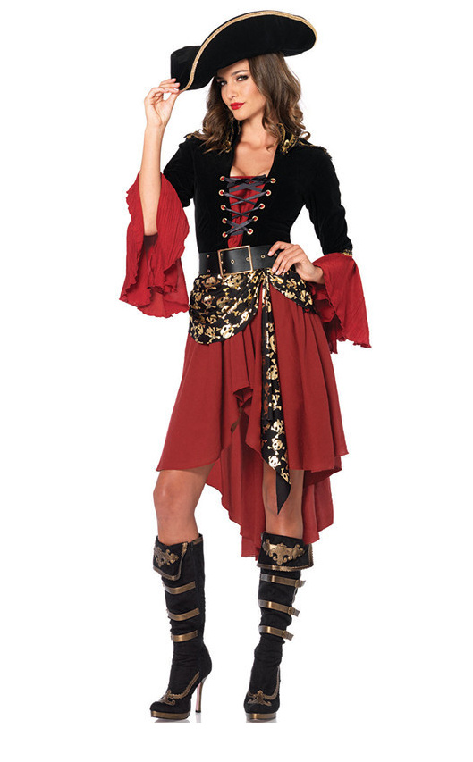Piraten Halloween Karneval Fasching Kostüm Rot Schwarz