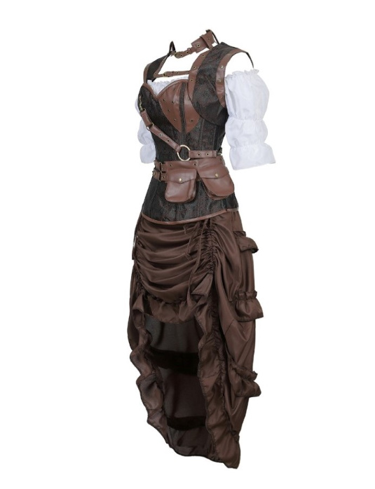 Steampunk Pirat Kleid mit Bluse Cosplay Karneval Kostüm