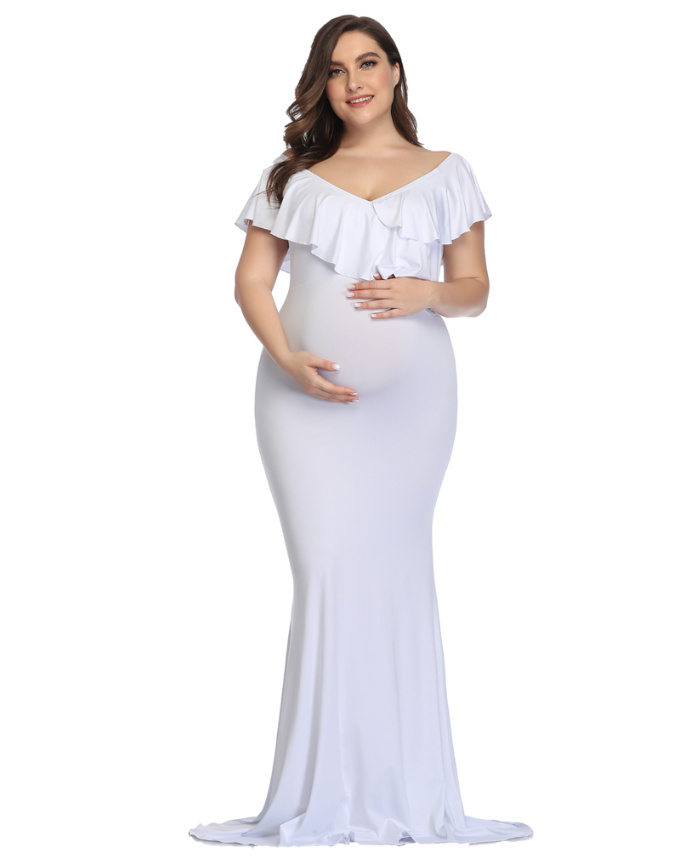 Meerjungfrau Umstandskleid in Weiß Elegant