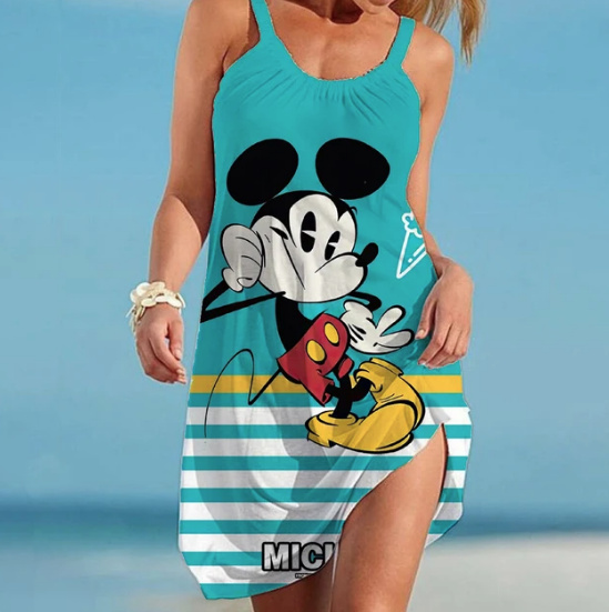 Disney Minnie Mickey Damen Sommerkleid Laura Ärmellos Kurz